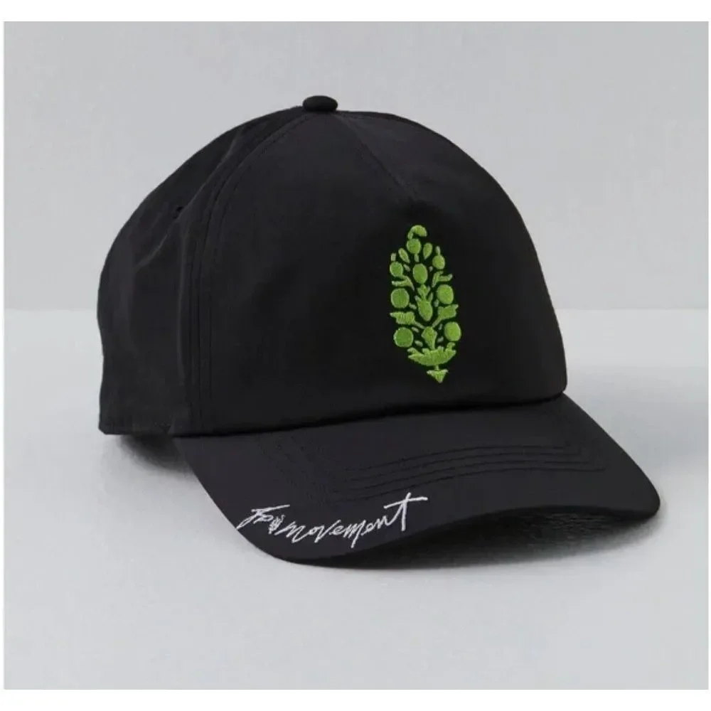 Free People Movement Go Bog‎ Nylon Logo Baseball Cap Black Snap-back